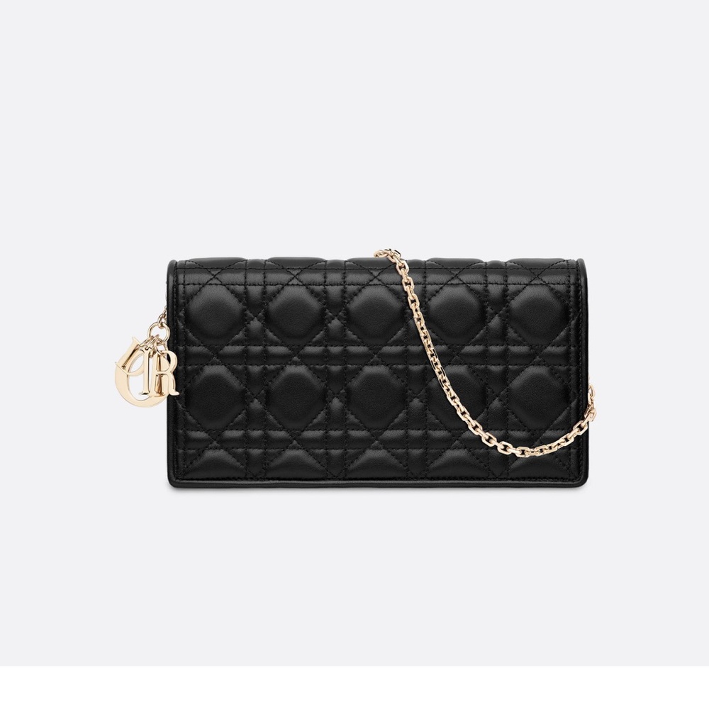 - Authentic  LADY DIOR POUCH Black Cannage Lambskin brand new